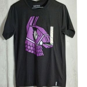 Fortnite Llama Gaming T-Shirt Purple Graphic Black Cotton‎ Casual Tee Size XXL